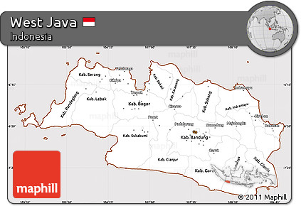Classic Style Simple Map of West Java, cropped outside