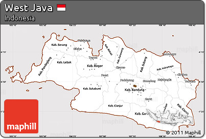 Classic Style Simple Map of West Java, cropped outside