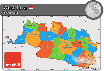 Political Simple Map of West Java, cropped outside