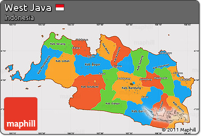 Political Simple Map of West Java, cropped outside
