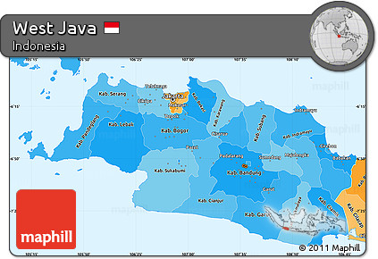 Political Shades Simple Map of West Java