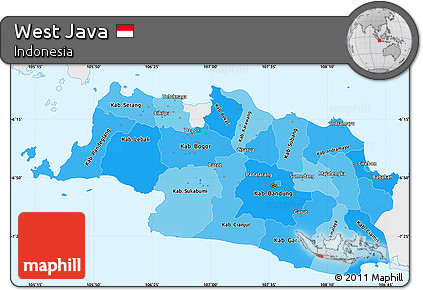 Political Shades Simple Map of West Java, single color outside