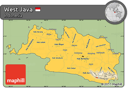 Savanna Style Simple Map of West Java, cropped outside