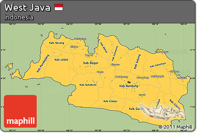 Savanna Style Simple Map of West Java, cropped outside