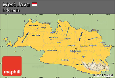 Savanna Style Simple Map of West Java, cropped outside