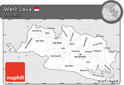 Silver Style Simple Map of West Java, cropped outside