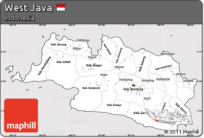 Silver Style Simple Map of West Java, cropped outside