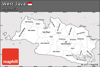 Silver Style Simple Map of West Java, cropped outside