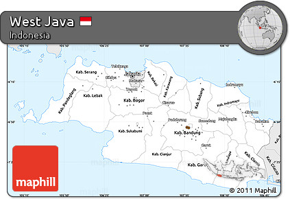 Silver Style Simple Map of West Java