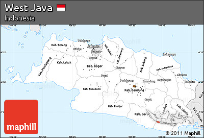 Silver Style Simple Map of West Java