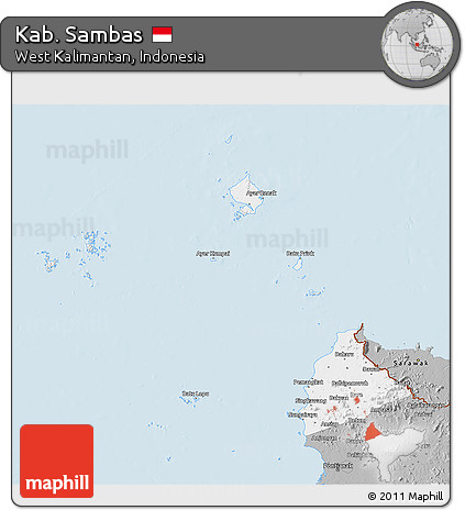Gray 3D Map of Kab. Sambas