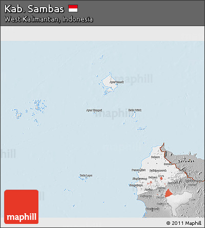 Gray 3D Map of Kab. Sambas