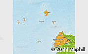Political 3D Map of Kab. Sambas, physical outside