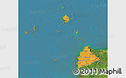 Political 3D Map of Kab. Sambas, satellite outside
