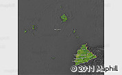 Satellite 3D Map of Kab. Sambas, darken, desaturated