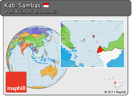 Political Location Map of Kab. Sambas, highlighted parent region