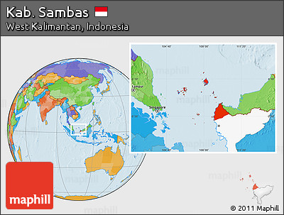 Political Location Map of Kab. Sambas, highlighted parent region