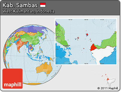 Political Location Map of Kab. Sambas, highlighted parent region