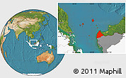 Satellite Location Map of Kab. Sambas, highlighted country, highlighted parent region
