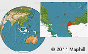 Satellite Location Map of Kab. Sambas, highlighted country