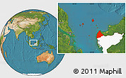 Satellite Location Map of Kab. Sambas, highlighted parent region