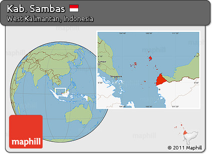 Savanna Style Location Map of Kab. Sambas, highlighted country