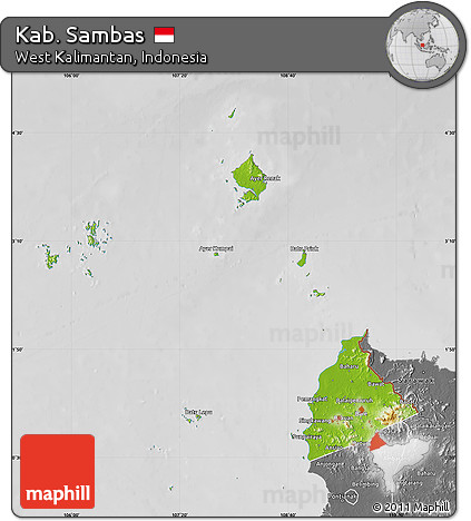 Physical Map of Kab. Sambas, desaturated