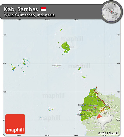 Physical Map of Kab. Sambas, lighten