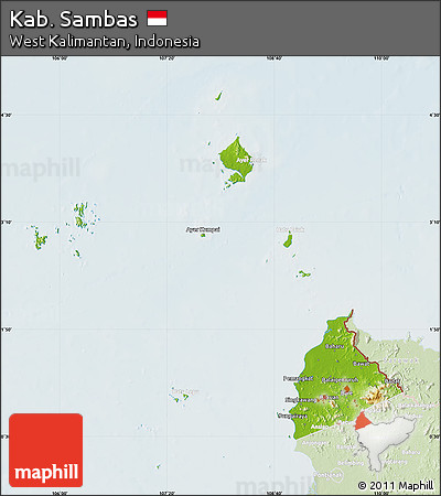 Physical Map of Kab. Sambas, lighten