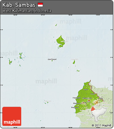 Physical Map of Kab. Sambas, lighten