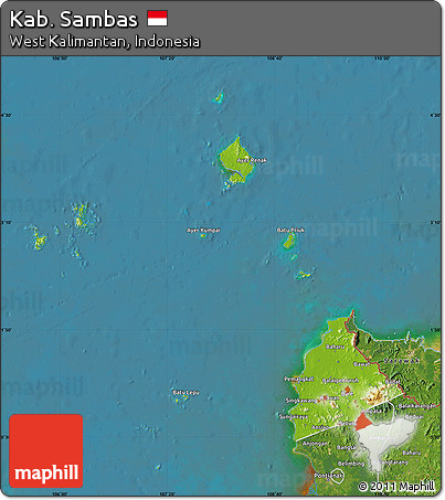 Physical Map of Kab. Sambas, satellite outside