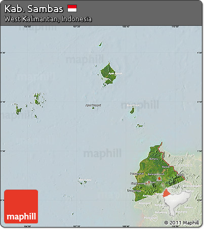 Satellite Map of Kab. Sambas, lighten