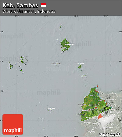 Satellite Map of Kab. Sambas, lighten, semi-desaturated