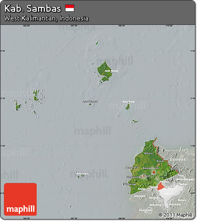 Satellite Map of Kab. Sambas, lighten, semi-desaturated