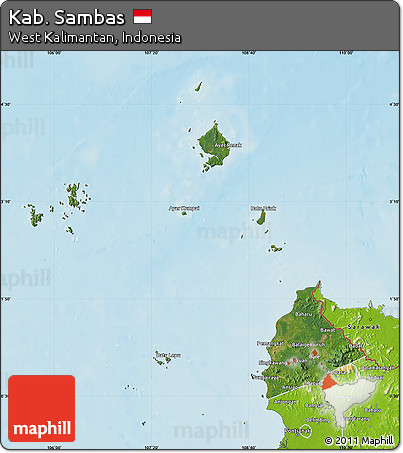 Satellite Map of Kab. Sambas, physical outside