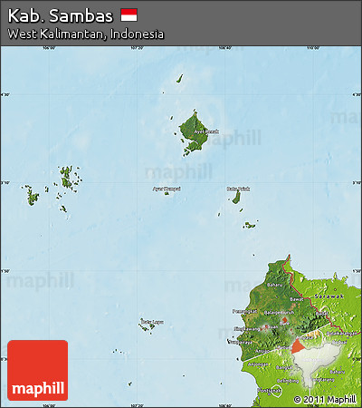 Satellite Map of Kab. Sambas, physical outside