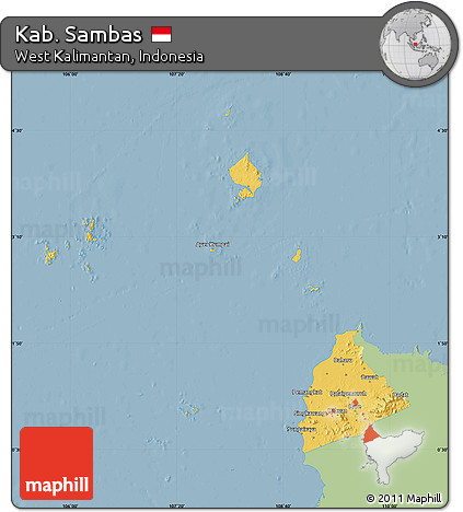 Savanna Style Map of Kab. Sambas, single color outside
