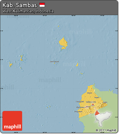 Savanna Style Map of Kab. Sambas, single color outside