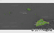 Satellite Panoramic Map of Kab. Sambas, darken, desaturated