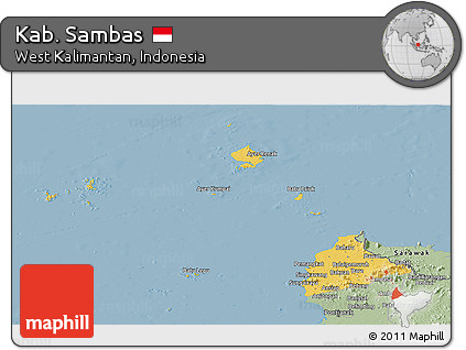 Savanna Style Panoramic Map of Kab. Sambas