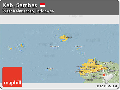 Savanna Style Panoramic Map of Kab. Sambas