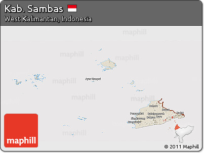Shaded Relief Panoramic Map of Kab. Sambas, cropped outside