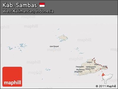 Shaded Relief Panoramic Map of Kab. Sambas, cropped outside