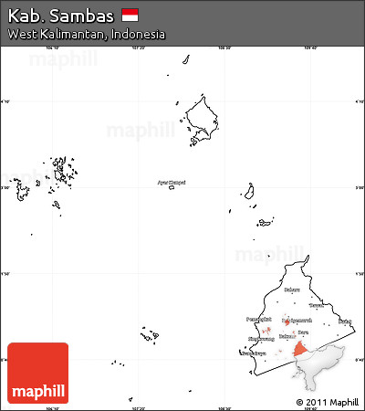Blank Simple Map of Kab. Sambas, cropped outside