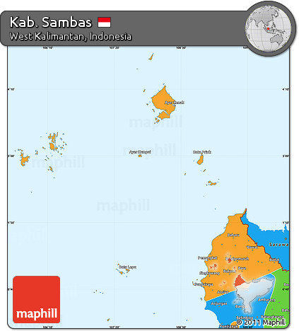 Political Simple Map of Kab. Sambas