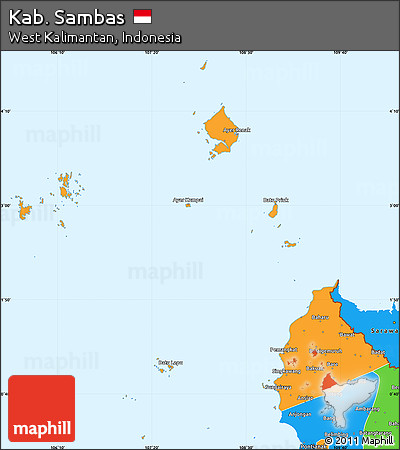 Political Simple Map of Kab. Sambas