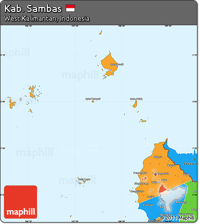 Political Simple Map of Kab. Sambas