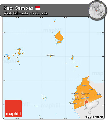 Political Simple Map of Kab. Sambas, single color outside