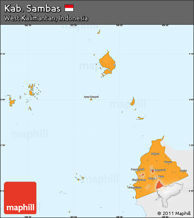 Political Simple Map of Kab. Sambas, single color outside