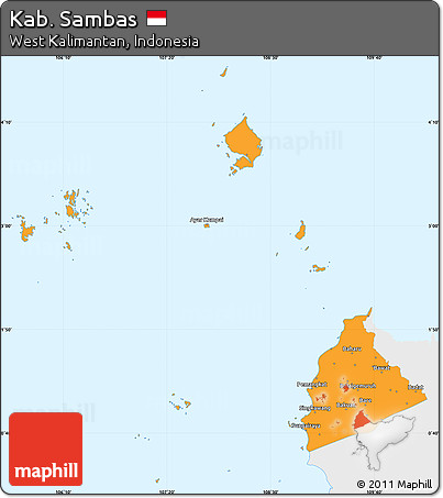 Political Simple Map of Kab. Sambas, single color outside